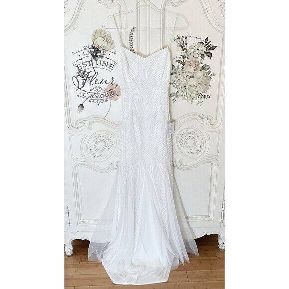 Lulus Radiant Presence Dress Women's S White Maxi Wedding Sequin Backless NWT - Picture 6 of 14